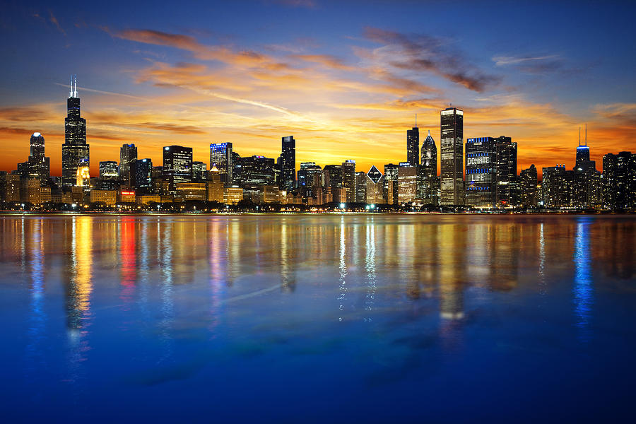 vibrant-chicago-skyline-sunset-jasmin-omerovic